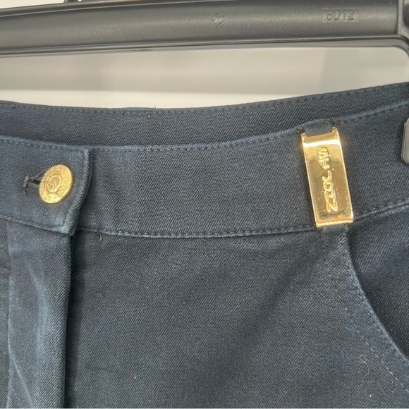 St John Sport Navy Trousers Gold Hardware Belt Loop Pants - Picture 6 of 16